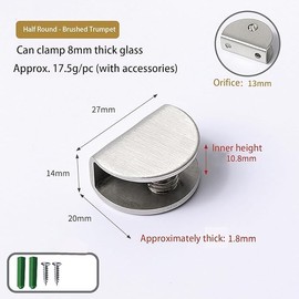 Glass Shelf Brackets,Stainless Steel Glass Clamp Holder Clip,Pack of 4,26.5*20*14.5MM