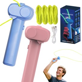 nnOuOnn Zip String Toy, 2PCS Glow In The Dark Rope Launcher, Handheld Pressure Reducer Cool Stuff Outdoor Home Interaction Ideal Birthday For Adults Friends To Gifts (Blue and Pink)