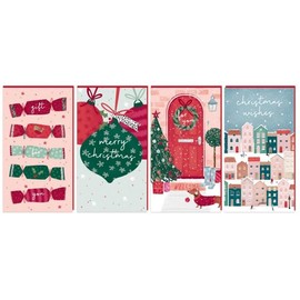 Tallon Christmas Xmas Contemporary Money Wallets, Assorted Designs - Pack of 4
