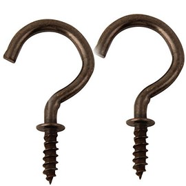 Antique Brass 32MM Small Shouldered Cup Hooks For Hanging Coffee Mugs, 20PACK