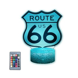 Marzius US Route 66 Vintage Road Sign 3D Illusion Table Lamp Night Light with 16 Colors Touch & Remote Control Bedroom Decor Gift for Fathers,Men,Women,Kids,Boys,Teens