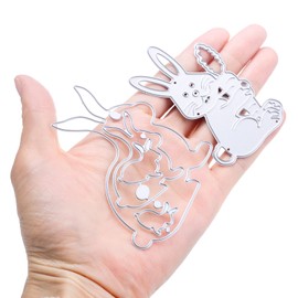 Set of 3 Cutting Dies Rabbit Easter Bunny Colour Eggs Cutting Embossing Stencils Embossing Stencils for Easter DIY Scrapbooking Paper Cards Art Crafts Decoration