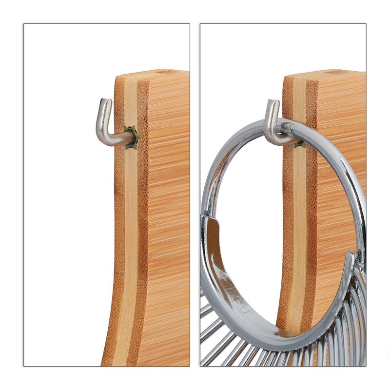 Relaxdays Fruit Hammock, Bamboo and Stainless Steel, Grid Design, Decorative