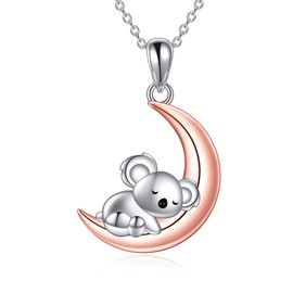 Koala Necklace for Women 925 Sterling Silver Crescent Moon Pendant for Women Koala Jewelry Gifts