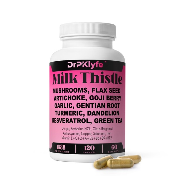 DrPKLyfe Milk Thistle,Mushroom,Flax See,Artichoke, Goji Berry, garlic, Turmeric, Dandelion, Resveratrol