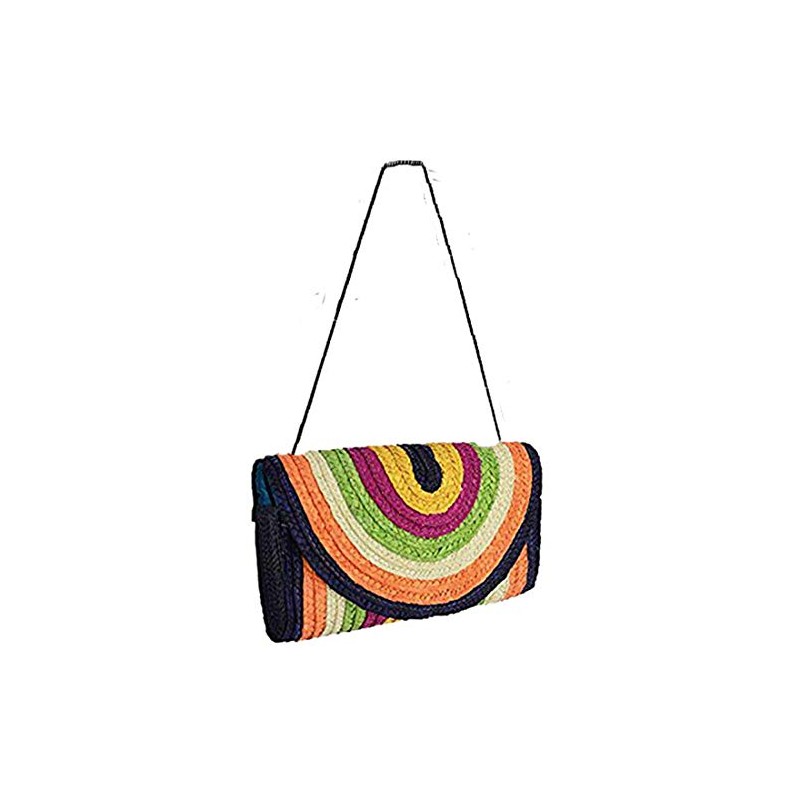 Eye Catch - Whitney Straw Ladies Clutch Shoulder Bag Multicoloured