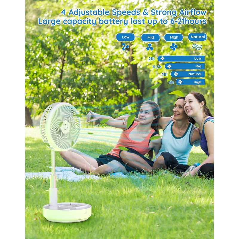 Primevolve Portable Oscillating Standing Fan,Rechargeable Battery Operated USB Floor Table