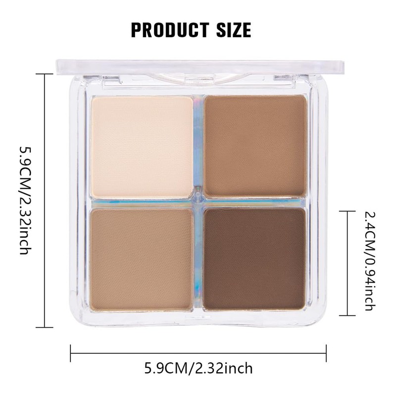 Kaely Powder Eyeshadow Quad, Natural Brown Matte Eyeshadow Palette Makeup,