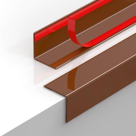 MONOID Wall Corner Protector Furniture Bumper - Pack of 2 Self Adhesive Table Cabinet Guards for Walls Edge Protection - 1.18 inch x 1.18 inch x 31.5 inch, Easy to Apply – No Tools Needed - Brown