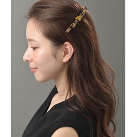 VingTAINE H7047-BR- Tortoise Shell Style Thin Ribbon Barrette Marble Thin Simple Hair Accessory
