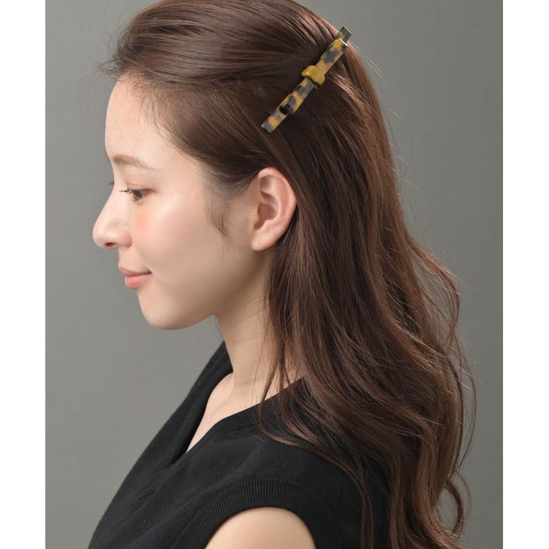VingTAINE H7047-BR- Tortoise Shell Style Thin Ribbon Barrette Marble Thin
