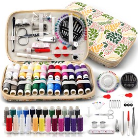 Eatbuy 130 Pcs Kit de Costura, Bolsa de Cuero PU Premium, Bolsa de Cuero PU Premium, para Emergencia/Casa/Viaje, Regalo Perfecto para Todos
