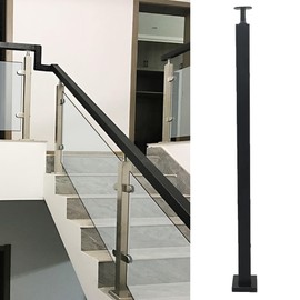 LIUCHONGYANG99 2PCS Glass Railing Post 42"x2"x2" Stainless Steel Black Finish, for Stairs and Deck handrails，can be Installed on Wood or Concrete Floor. (50MM*50MM, End Post)