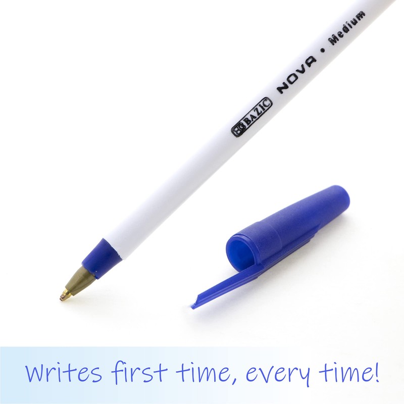 BAZIC Products Ballpoint Pen Nova Blue Color Stick Pens, 1.0