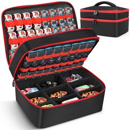 TPCY Toy Cars Carrying Bag Compatible with Hotwheels Car,Monster Trucks Cars.Can Store 72 Mini Toy Cars & 9 Monster Trucks Cars.(Case Only) (Red/Black, 81)
