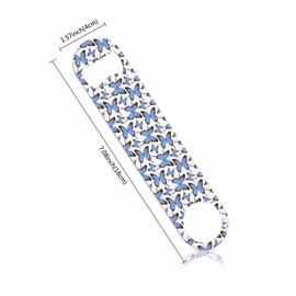 TASDANA Butterflies Stainless Steel Bottle Opener Elegant Blue and Gray Wings Romantic Garden Summer Nature Flat Beer Bottle Opener Keychain for Home Kitchen Bar Restaurant Party Birthday Gift