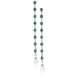 Ben-Amun Jewelry Long Crystal Drop Earrings with Pearl Drop Earrings