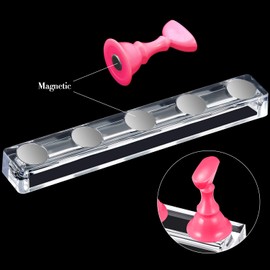 2 Set Acrylic Nail Art Practice Stands Magnetic Nail Tips Holders Training Fingernail Display Stands DIY Nail Crystal Holders and 96 Pieces White Reusable Adhesive Putty (Pink)