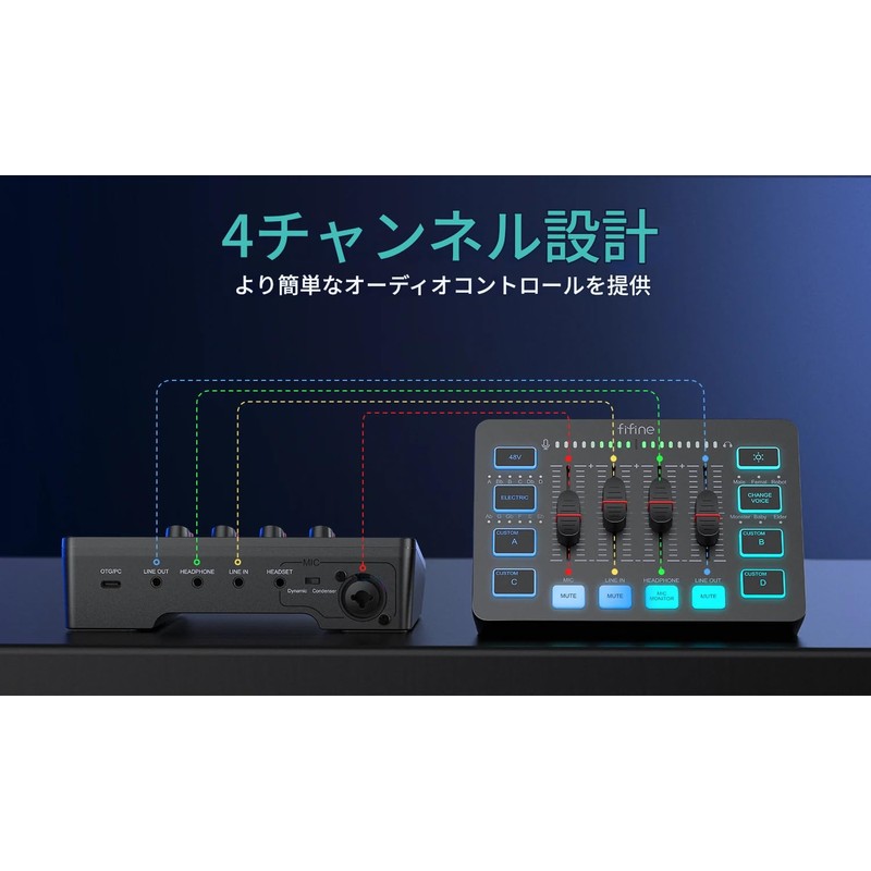 zmart FIFINE Gaming Audio Mixer, RGB Audio Mixer, XLR Microphone