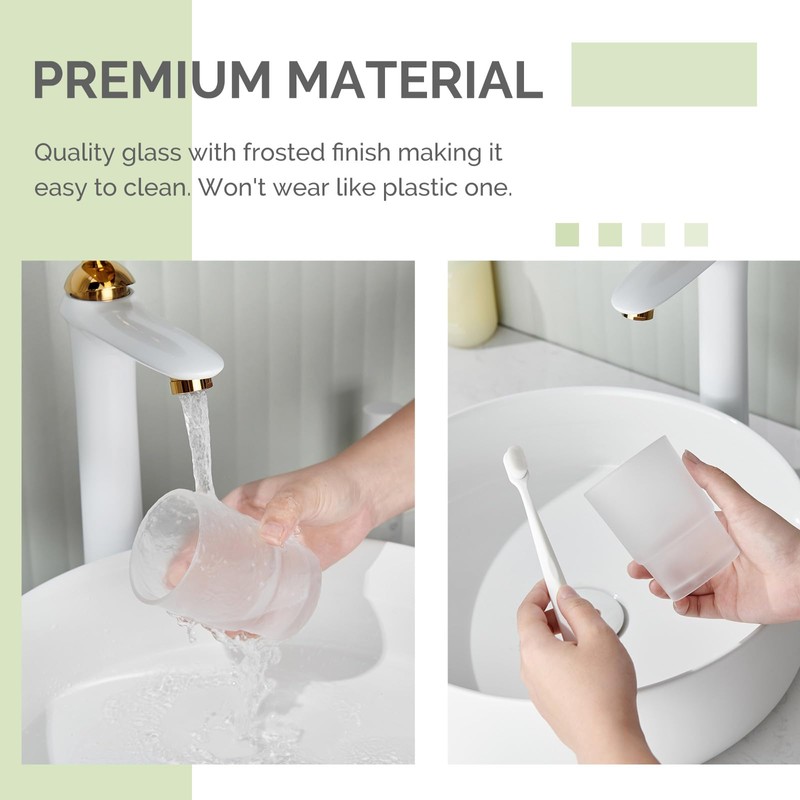 Bathroom Rinsing Cup, Angle Simple Frosted Glass Tumbler Cup, Toothbrush