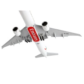 DCD 1/400 Diecast Model Boeing 777-300ER Commercial Aircraft Emirates Airlines White Tail Stripes with Flaps Down White