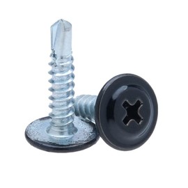 4.2 mm x 19 mm Multicolour Self Tapping Self Drilling Mounting Screws Phillips Fine Thread and Flat Head Powder Coated RAL9005 Jet Black Hardened Screws (Pack of 250)