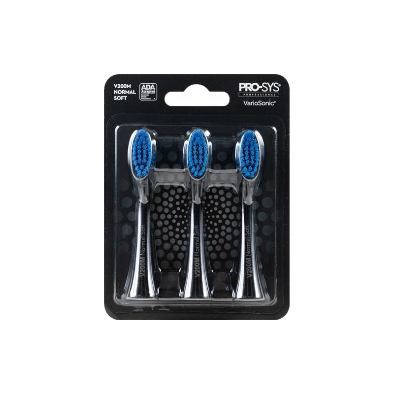 PRO-SYS® Black VarioSonic® Electric Toothbrush Replacement Head (V200M Normal Soft),