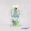 Cruz de cristal azul con Virgen – Pack 12 pcs