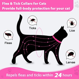 4 Pack Flea and Tick Collar for Cats, Natural Plant Oil Formula Cat Flea Collar Provides 32-Month Protection for Flea & Tick Prevention, Waterproof & Adjustable Cat Flea Treatment for Most Cats