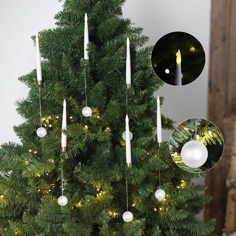 LUSHARBOR Christmas Tree Candles, 10 Pack Flameless Candles for Christmas