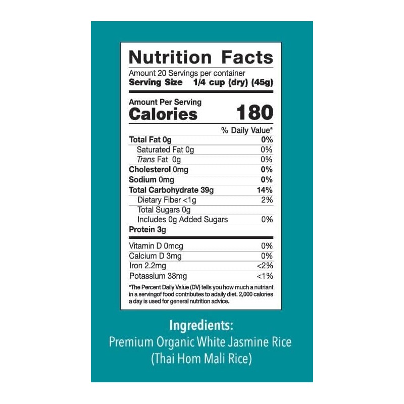 Queen Elephant Premium Organic White Jasmine Rice 2lbs Pack of