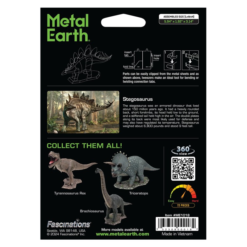 Metal Earth Fascinations ME1018 Metal Construction Kits - Dinosaur Stegosaurus,