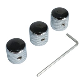 OVSAL 3PCS Electric Bass Guitar Knobs Synthetic Cat's - Eye Stone Top Volume Knobs Tone Knobs Electric Guitar Metal Control Knobs Replacement for Strat Tele Telecaster Jazz Les Paul（ Black）