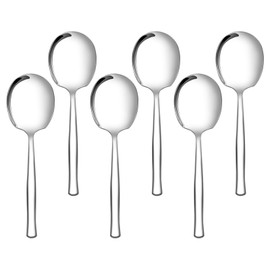 Minekkyes Stainless Steel Buffet Serving Spoon, 6 Pieces Large Table Spoon, Silver