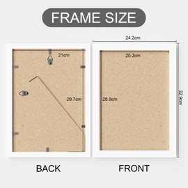 Zueyunstoo A4 Photo Frame, Pack of 3 White A4 Picture Frame (21x29.7cm), A4 Frame with Safe Perspex Front, Freestanding and Wall Mounted