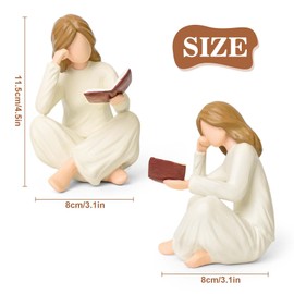 Klyno Reading Book Thinker Figurine Gift for Women Librarian Reader Study Graduate Student Teacher Girl Reading Statue for Bookshelf Library Office Desk Bookshelf