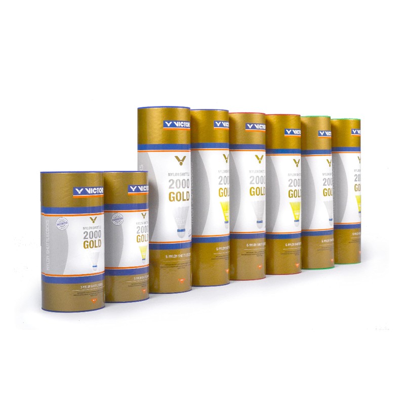 VICTOR Nylon Shuttlecock Shuttle 2000 6per box, yellow / blue