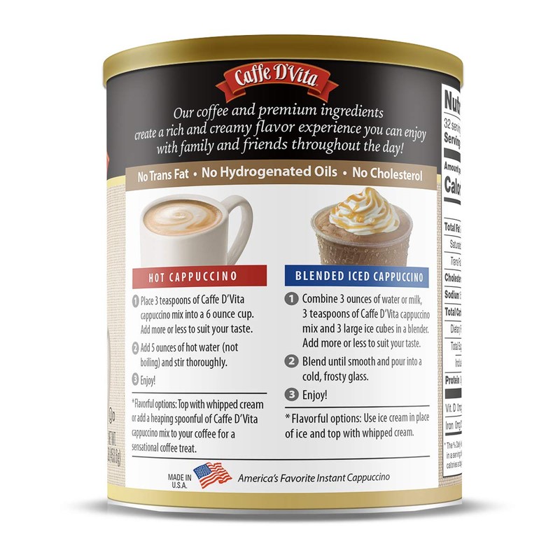 Caffe D’Vita French Vanilla Cappuccino Mix - Instant Cappuccino Mix,