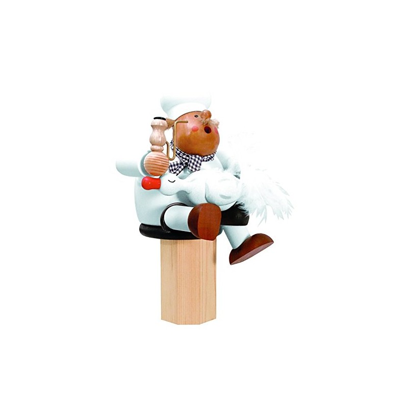 KWO Smoking Man Figurine, Cook with Goose, 17 cm, Wood,