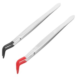 OATIPHO 2pcs Long Eyelash Tweezers Stainless Steel Stamp Tweezers Non-Magnetic for Stamp Collecting