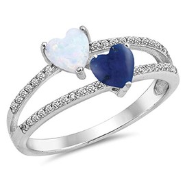 925 Sterling Silver Faceted Natural Genuine Blue Tanzanite Heart Ring Size 6