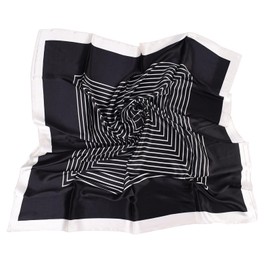 EIysee 35 x 35 Women's Fashion Pattern Large Square Silk Like Hair Scarf Head Sleeping Wrap Satin Neck Bandana for Gift… (Stripes-black)