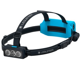Ledlenser NEO9R LED headlamp Trail Running, Running lamp, Bright, 1200 lumens, Rechargeable, red Rear Light, Chest Strap, Reflective Headband (Blue)