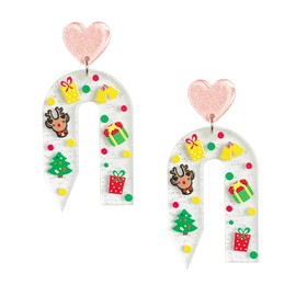 Christmas Dangle Earrings Acrylic Christmas Tree Santa Hat bulb Snowflake Elk Arch Earrings for Christmas Jewelry for Women (Elk)