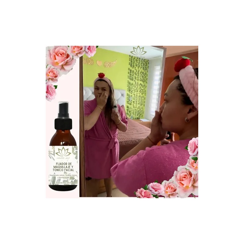 Fijador D Maquillaje Orgánico Y Tónico Facial Colágeno 125ml