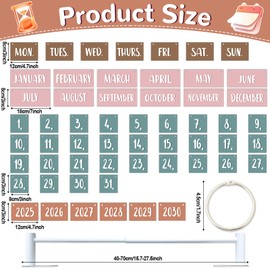 Boho Calendar Bulletin Board Set Boho Flip Calendar with Holder Classroom Decoration with 56 Date Cards Adjustable Rotating System Holder for Teachers Home Office Classroom Decor Supplies