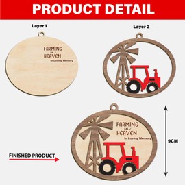 Farming in Heaven Ornaments - Farmer Memorial Christmas Ornaments - Sympathy for Loss of Dad/Grandpa - Wooden Ornament for Christmas, Christmas Tree Ornaments 2024 (C9)