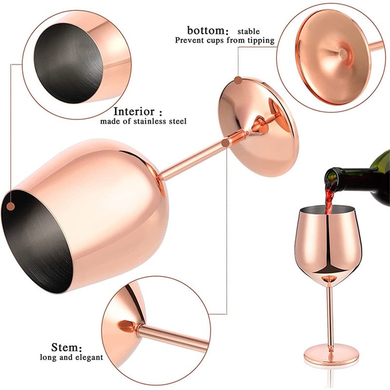 1 PCS 18oz Stainless Steel Matte Wine Glasses Red