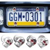 4x 6mm Custom Chrome Aluminum 3D Design Skull Red Eye
