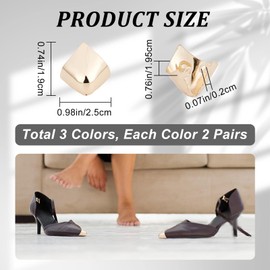 GORGECRAFT 6PCS 3 Colors Metal Shoes Pointed Protector Solid Color High Heels Toe Cap Elegant High Heels Tip Cover Durable Shoes Tips Cap for Shoes Protection Repair